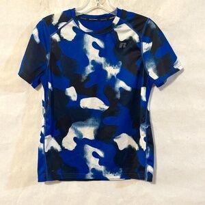 Russell Athletic Blue Camo Camouflage  Workout Training Tee T Shirt